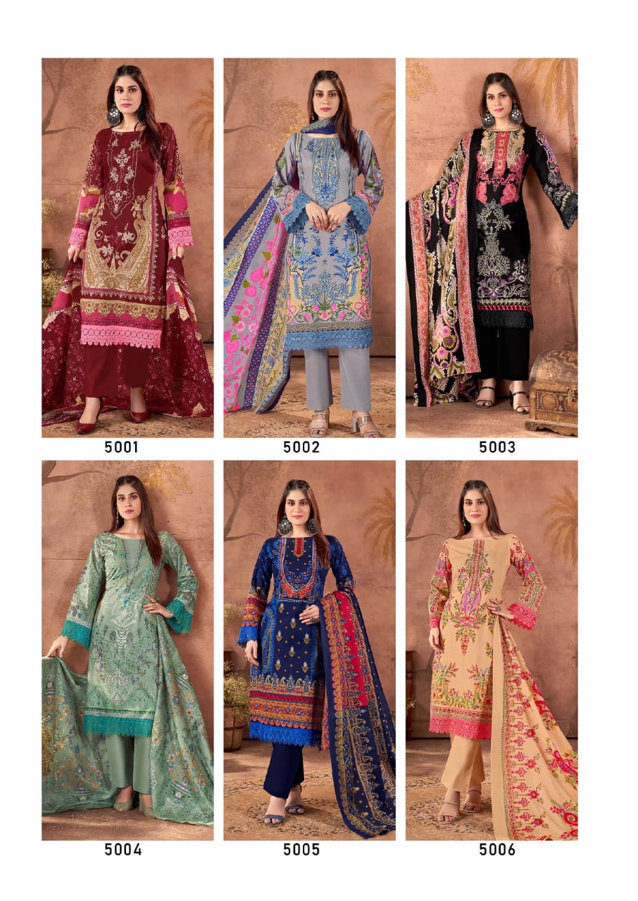 Fazilat Vol 5 Keshar Cotton Karachi Salwar Suits Wholesaler Ahmedabad