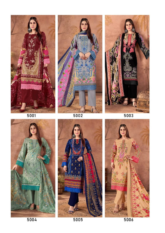 Fazilat Vol 5 Keshar Cotton Karachi Salwar Suits Wholesaler Ahmedabad