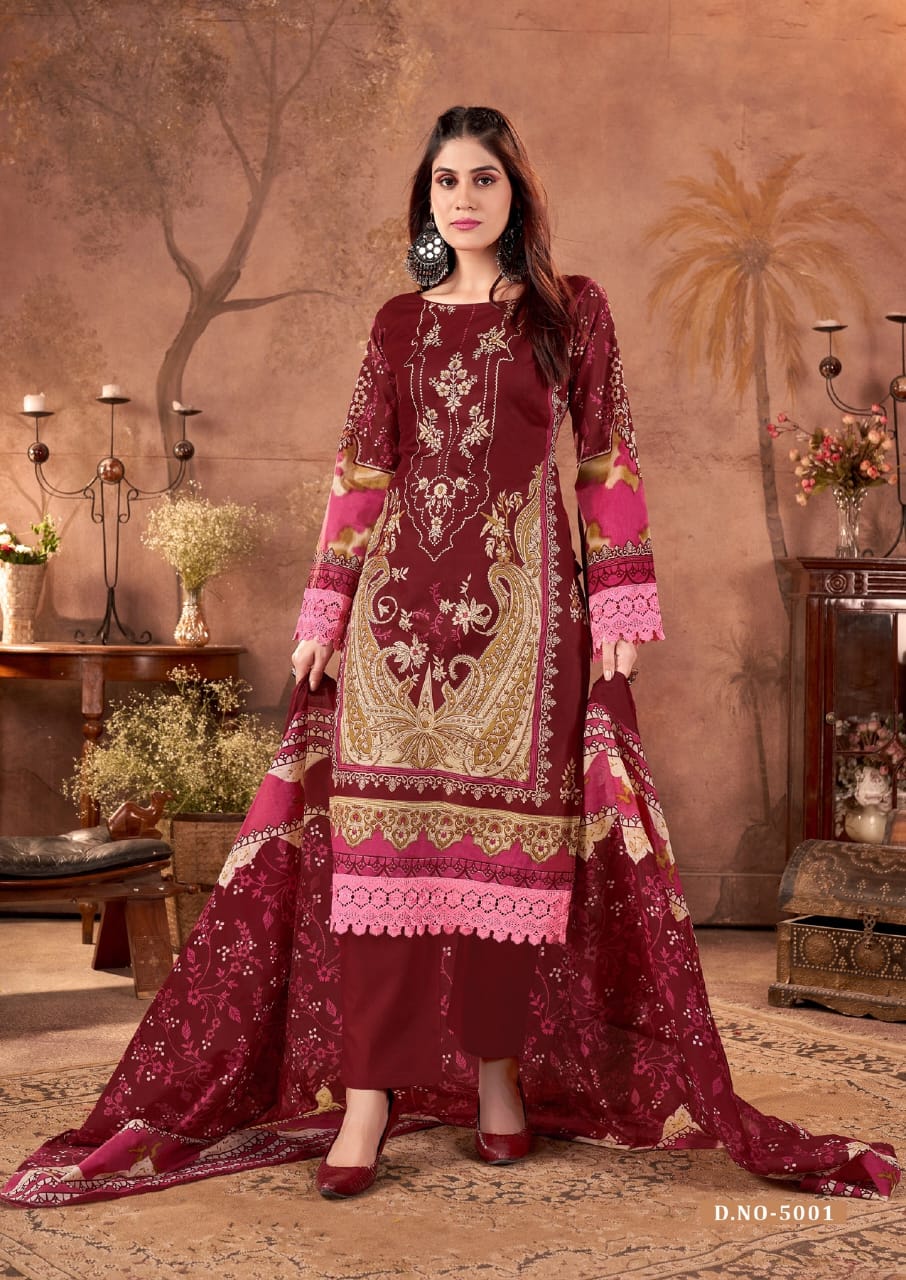 Fazilat Vol 5 Keshar Cotton Karachi Salwar Suits Wholesaler Ahmedabad