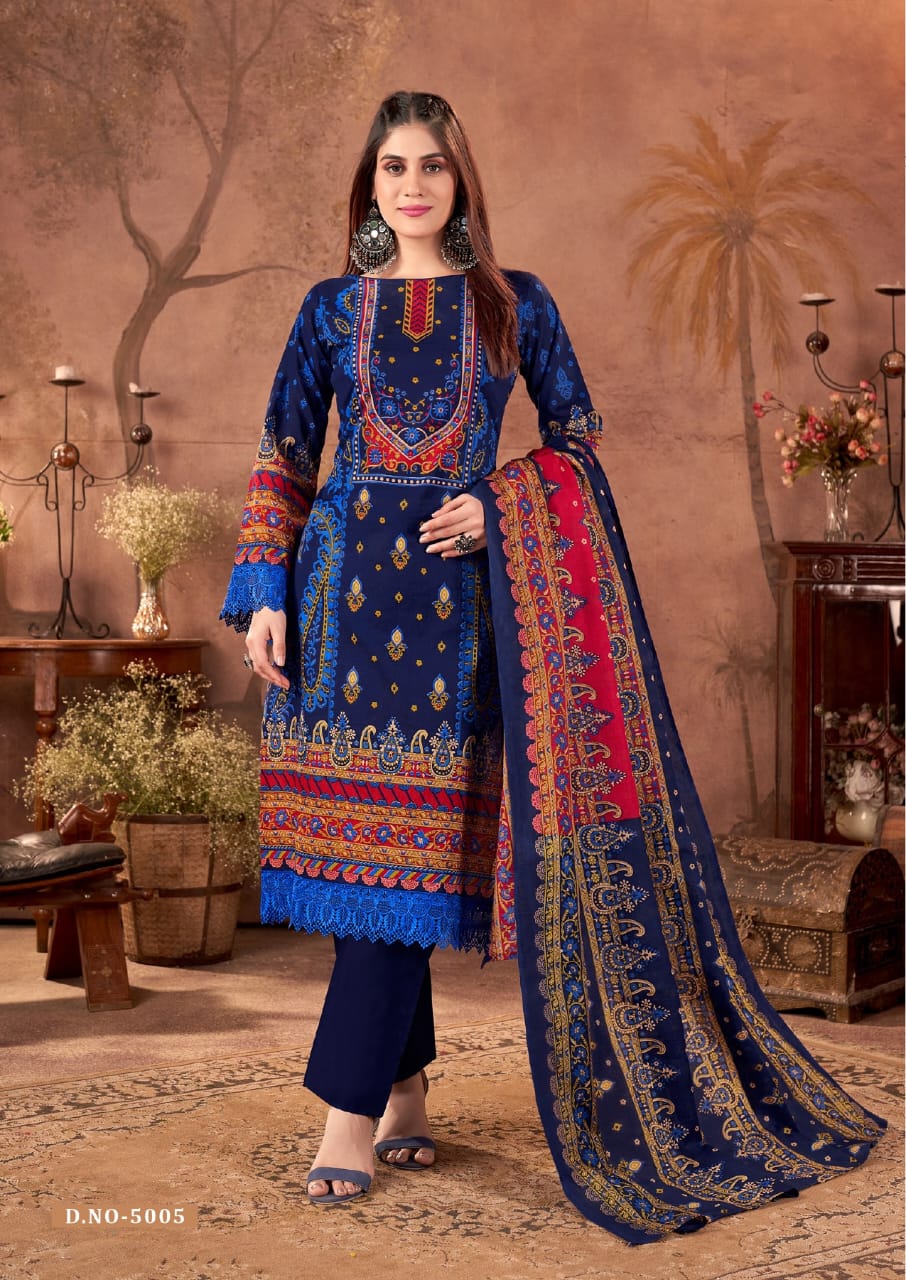 Fazilat Vol 5 Keshar Cotton Karachi Salwar Suits Wholesaler Ahmedabad