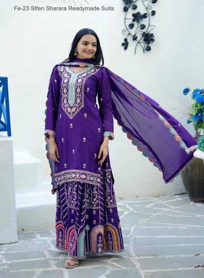 Fe-23 Stfen Chinon Readymade Sharara Suits Supplier Gujarat