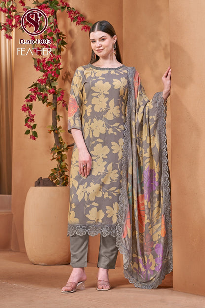 Feather Sweety Fashion Viscose Muslin Pant Style Suits Supplier India