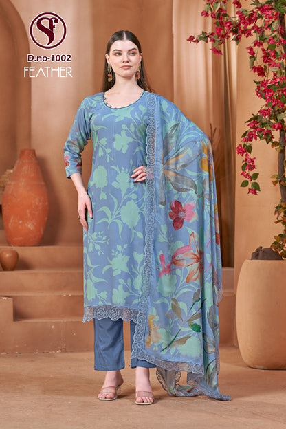 Feather Sweety Fashion Viscose Muslin Pant Style Suits Supplier India