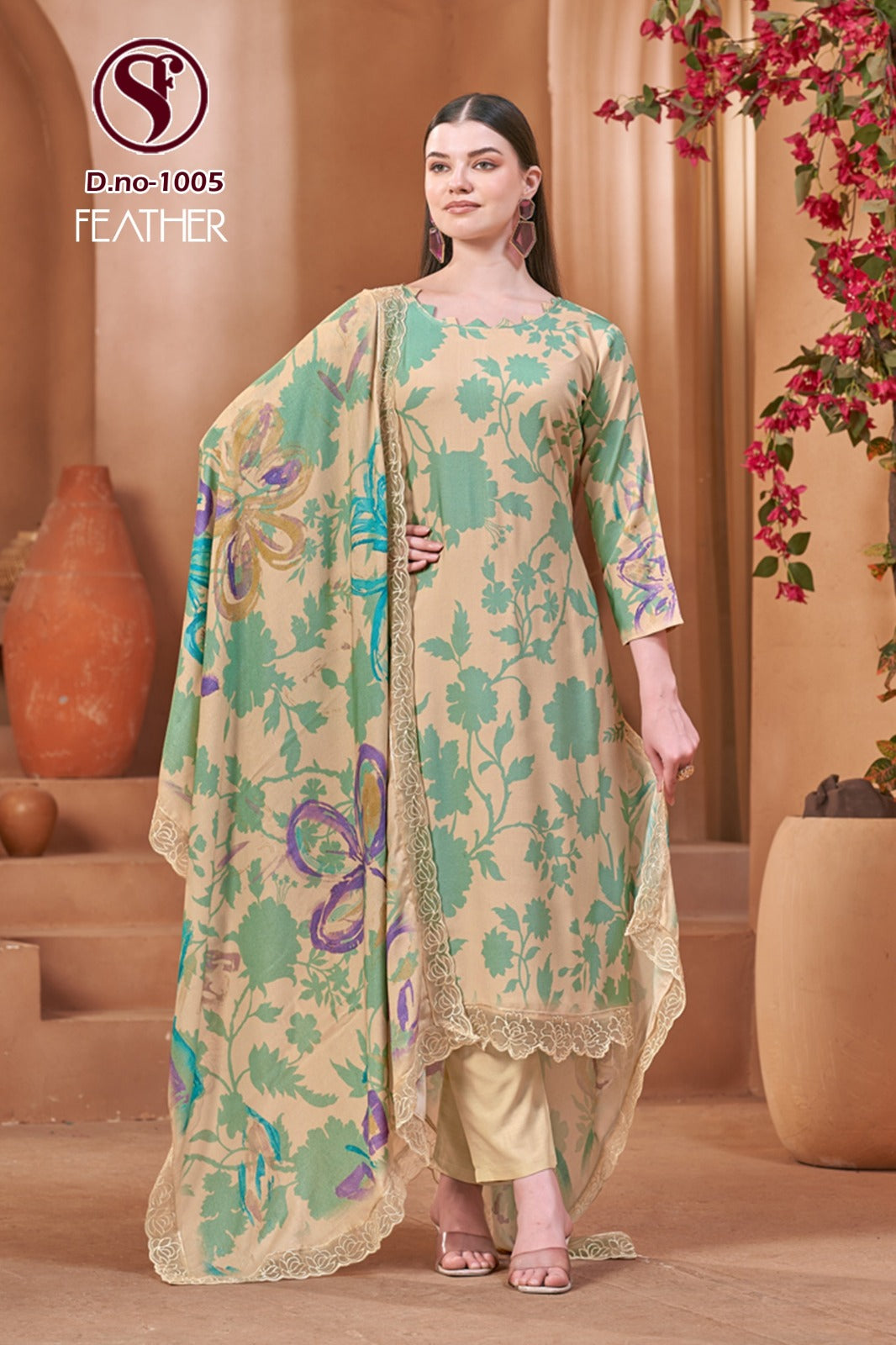 Feather Sweety Fashion Viscose Muslin Pant Style Suits Supplier India