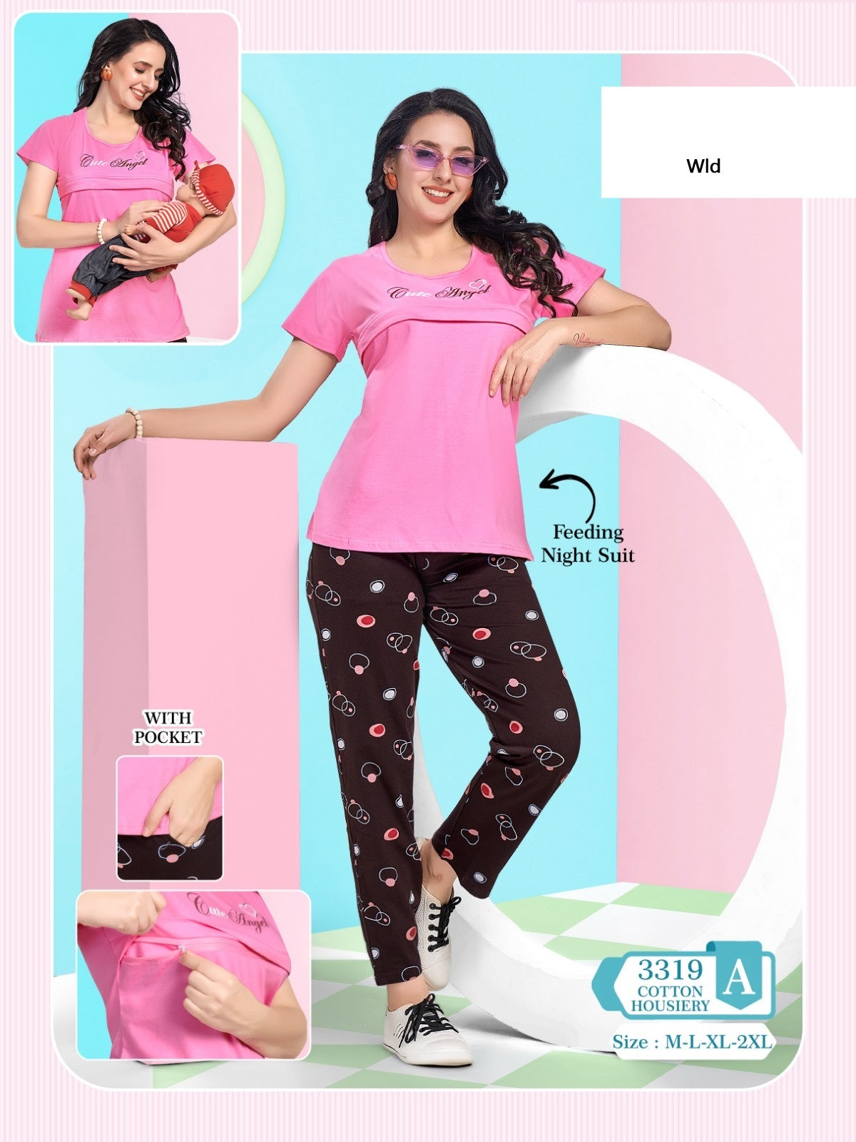 Feeding Style 3319 A Wld Cotton Pyjama Night Suits Exporter