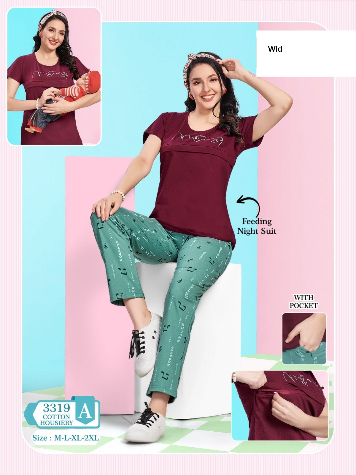 Feeding Style 3319 A Wld Cotton Pyjama Night Suits Exporter