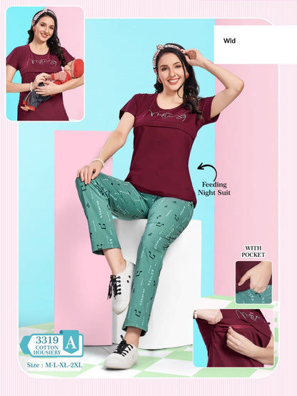 Feeding Style 3319 A Wld Cotton Pyjama Night Suits Exporter
