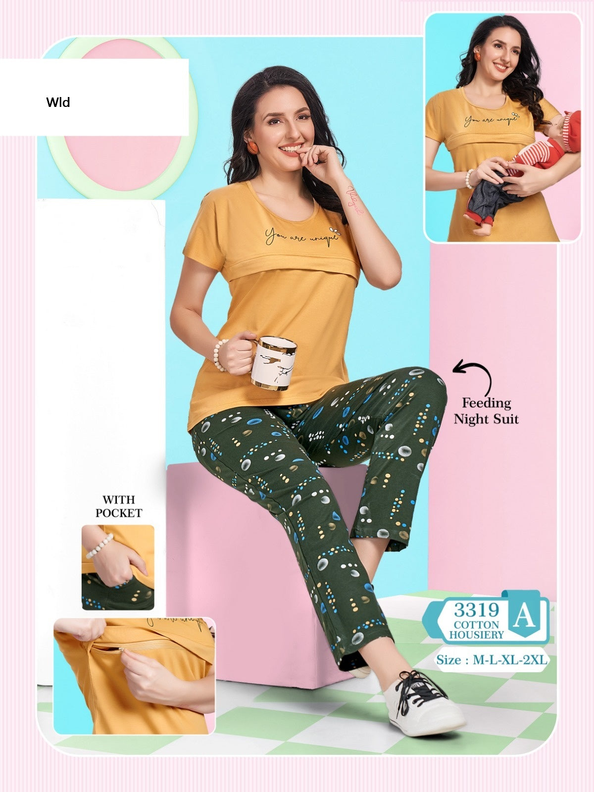 Feeding Style 3319 A Wld Cotton Pyjama Night Suits Exporter