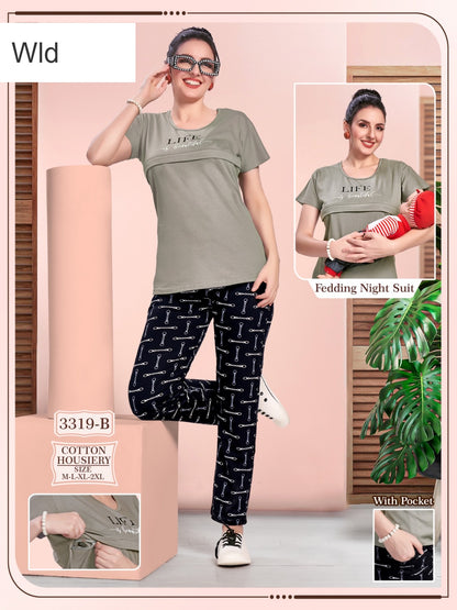 Feeding Style 3319 B Wld Cotton Pyjama Night Suits Exporter