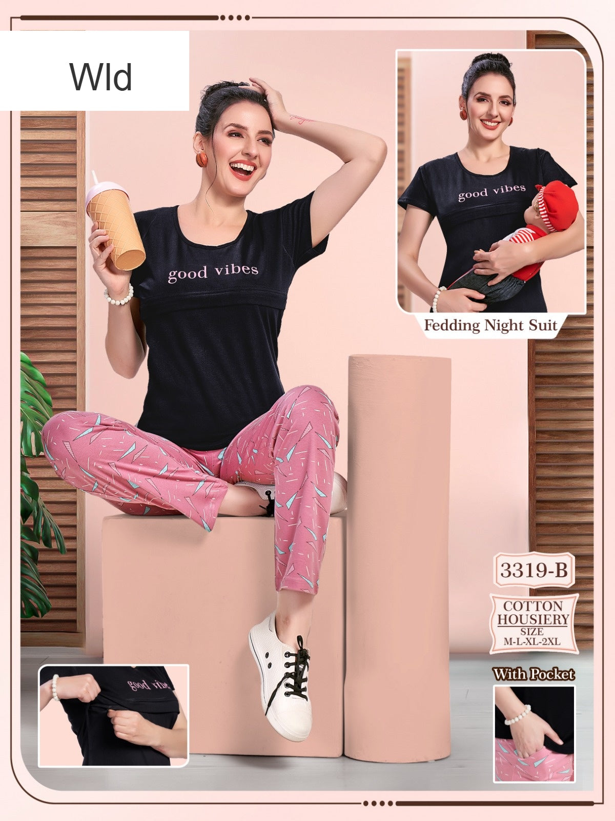 Feeding Style 3319 B Wld Cotton Pyjama Night Suits Exporter