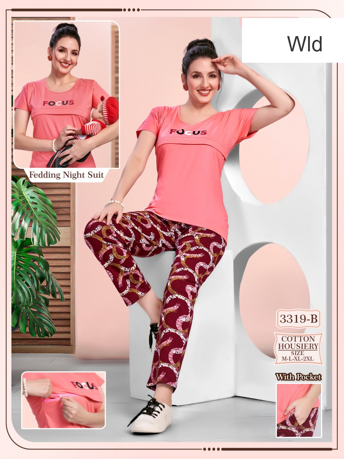 Feeding Style 3319 B Wld Cotton Pyjama Night Suits Exporter