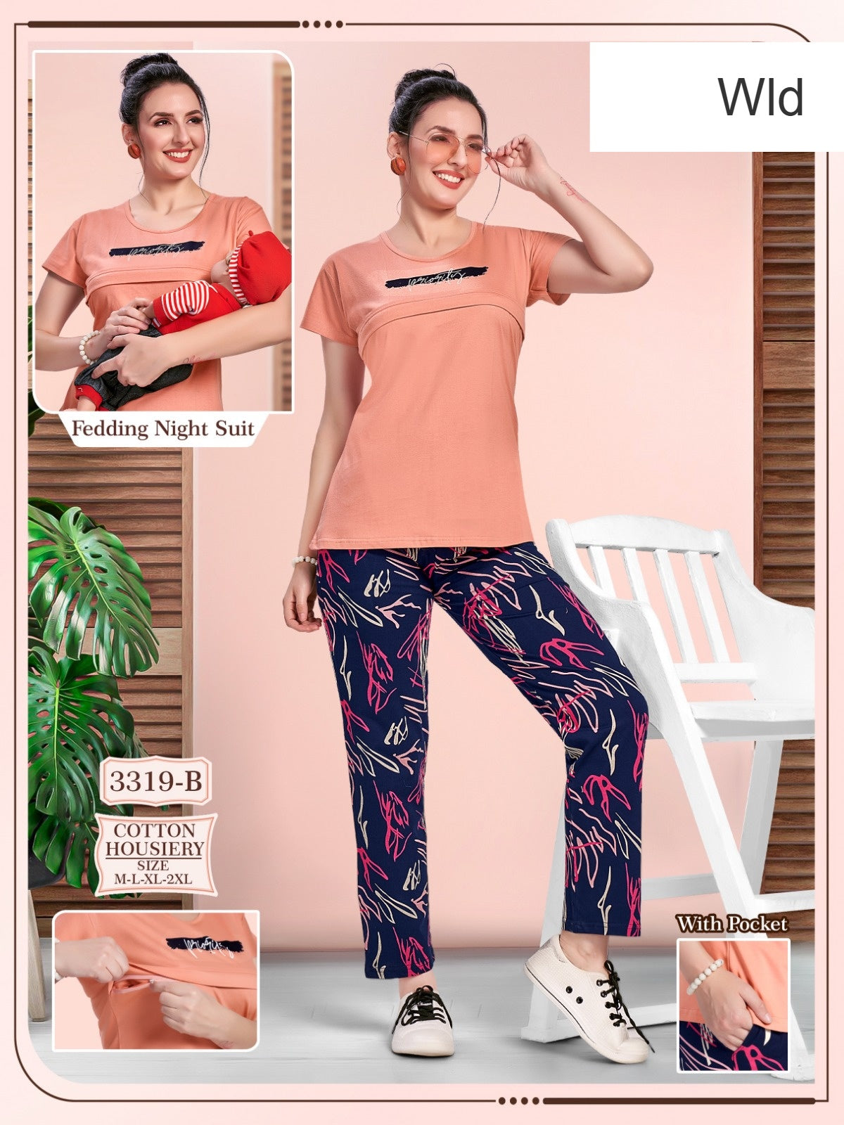Feeding Style 3319 B Wld Cotton Pyjama Night Suits Exporter