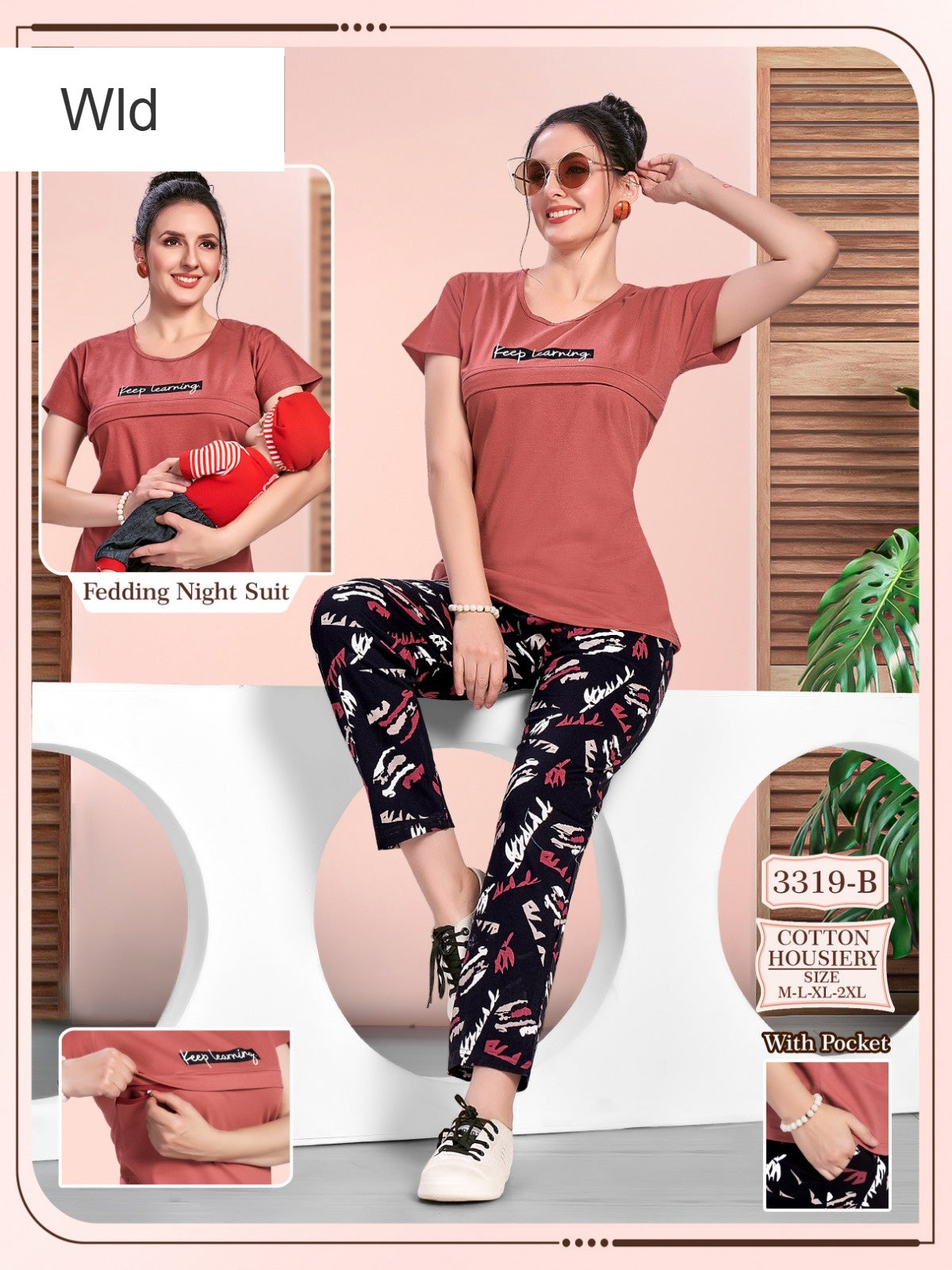 Feeding Style 3319 B Wld Cotton Pyjama Night Suits Exporter