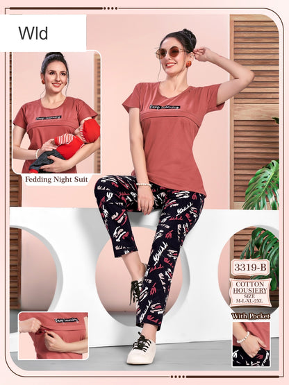 Feeding Style 3319 B Wld Cotton Pyjama Night Suits Exporter