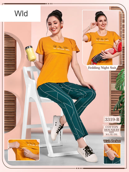 Feeding Style 3319 B Wld Cotton Pyjama Night Suits Exporter