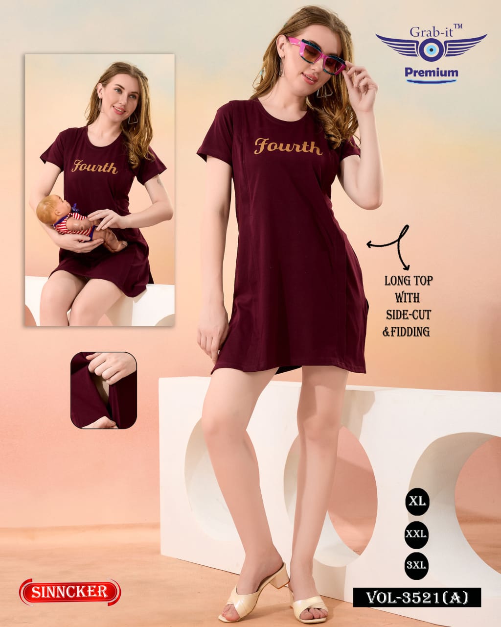 Feeding Style Vol 3521 A Grab It Sinker Women Long Tshirt Wholesaler Gujarat