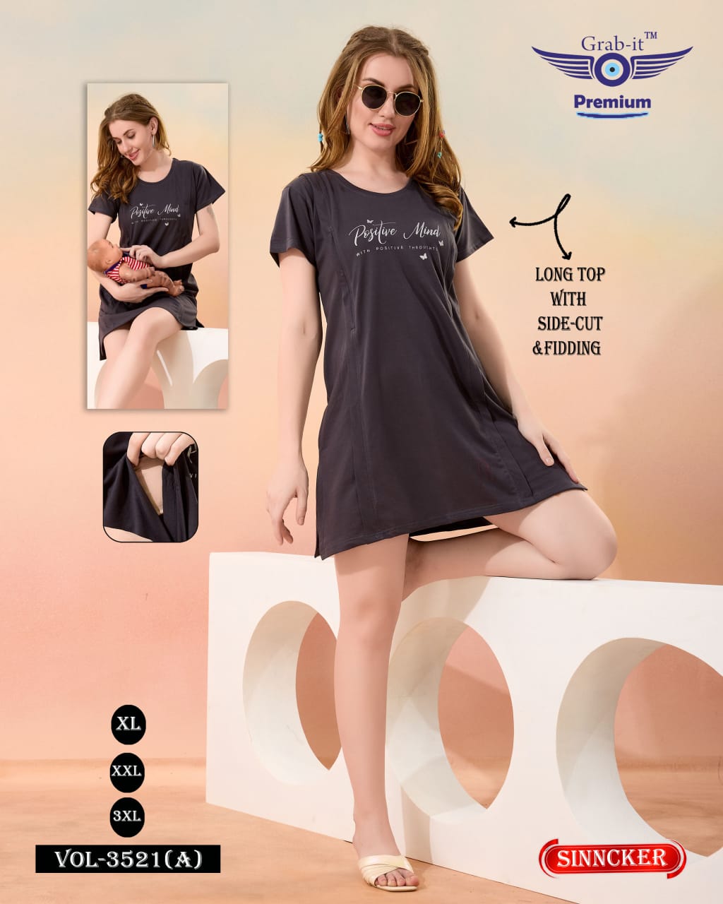 Feeding Style Vol 3521 A Grab It Sinker Women Long Tshirt Wholesaler Gujarat