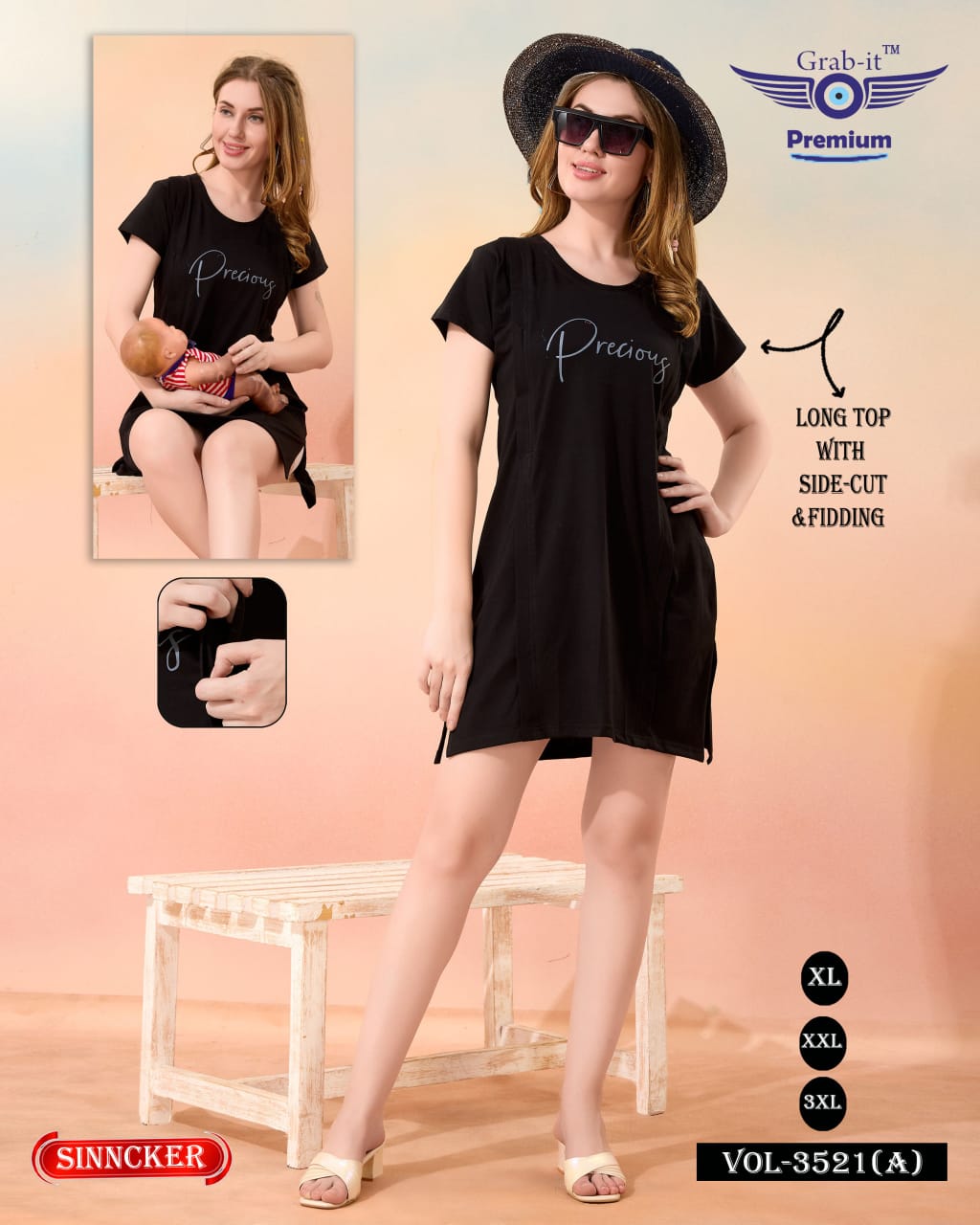 Feeding Style Vol 3521 A Grab It Sinker Women Long Tshirt Wholesaler Gujarat