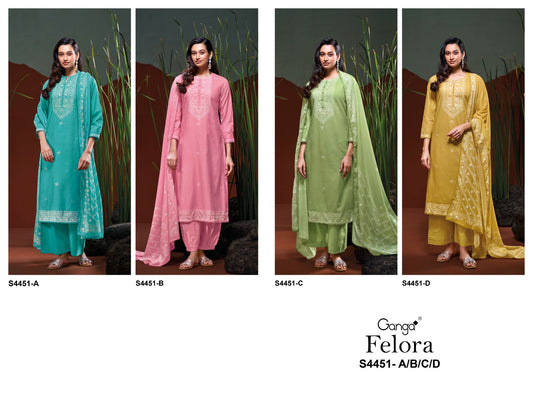 Felora 4451 Ganga Cotton Plazzo Style Suits Wholesale Price