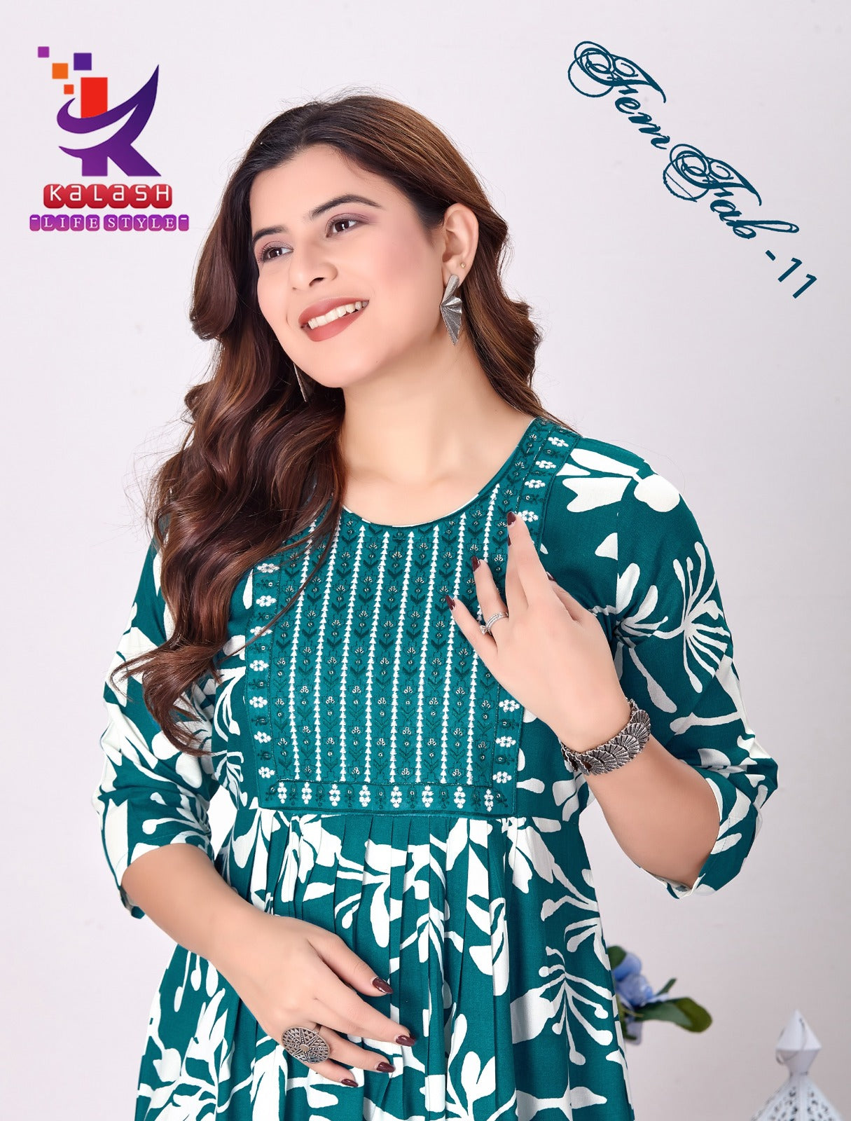 Fem Fab 11 Mlm Kalash Lifestyle Rayon 14Kg Anarkali Kurtis Manufacturer Gujarat
