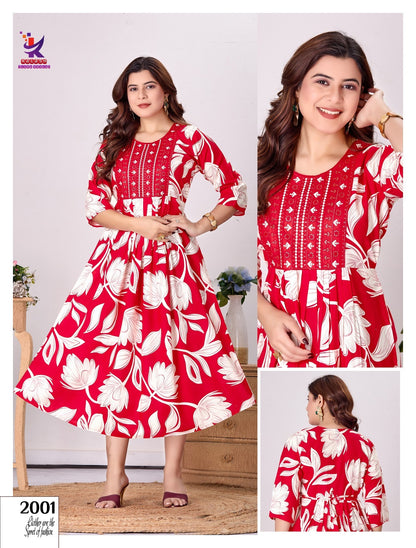 Fem Fab 11 Mlm Kalash Lifestyle Rayon 14Kg Anarkali Kurtis Manufacturer Gujarat
