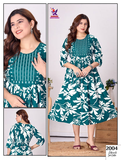 Fem Fab 11 Mlm Kalash Lifestyle Rayon 14Kg Anarkali Kurtis Manufacturer Gujarat