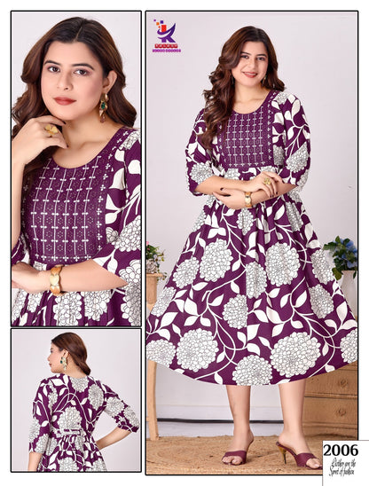 Fem Fab 11 Mlm Kalash Lifestyle Rayon 14Kg Anarkali Kurtis Manufacturer Gujarat