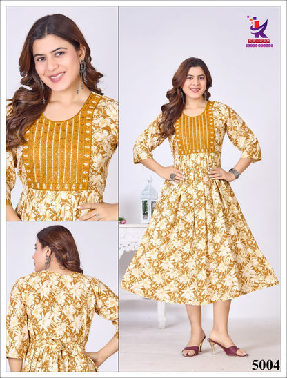 Fem Fab 13 Mlm Kalash Lifestyle Rayon 14Kg Anarkali Kurtis Exporter India