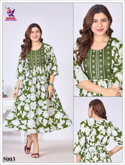 Fem Fab 13 Mlm Kalash Lifestyle Rayon 14Kg Anarkali Kurtis Exporter India