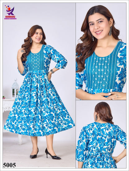Fem Fab 13 Mlm Kalash Lifestyle Rayon 14Kg Anarkali Kurtis Exporter India