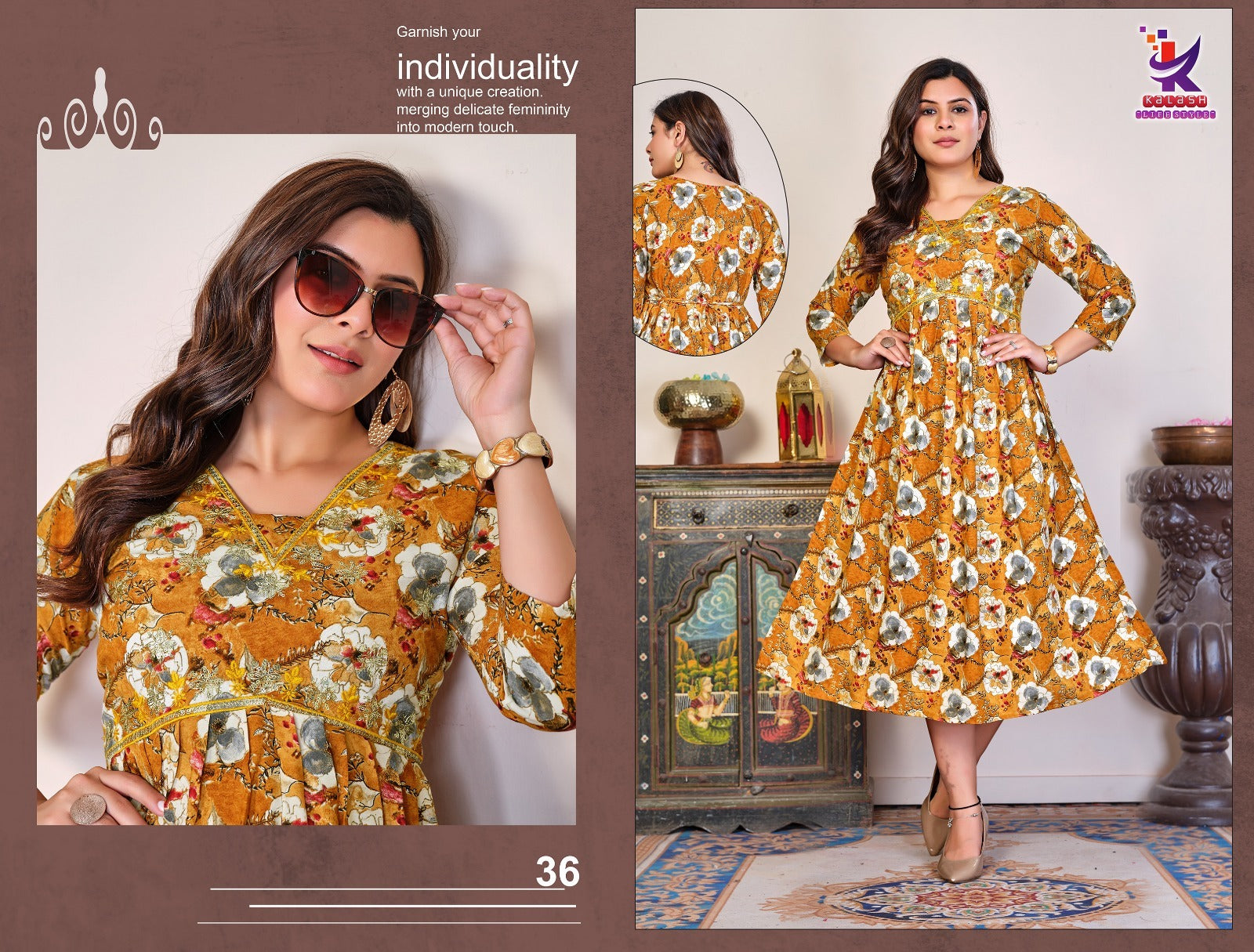 Femflair 2 Mlm Kalash Lifestyle Rayon Cotton Plus Size Kurtis Wholesale