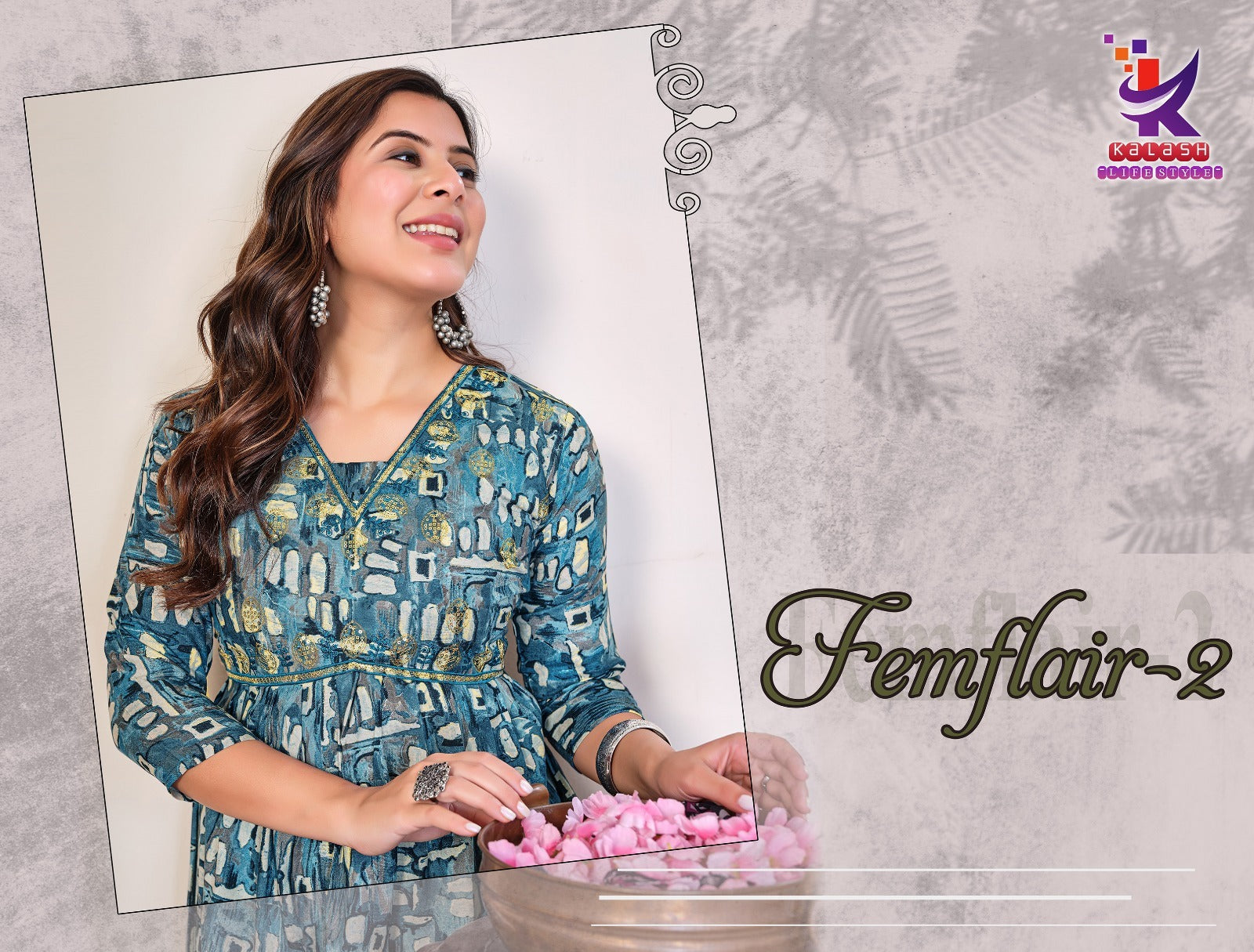 Femflair 2 Mlm Kalash Lifestyle Rayon Cotton Plus Size Kurtis Wholesale