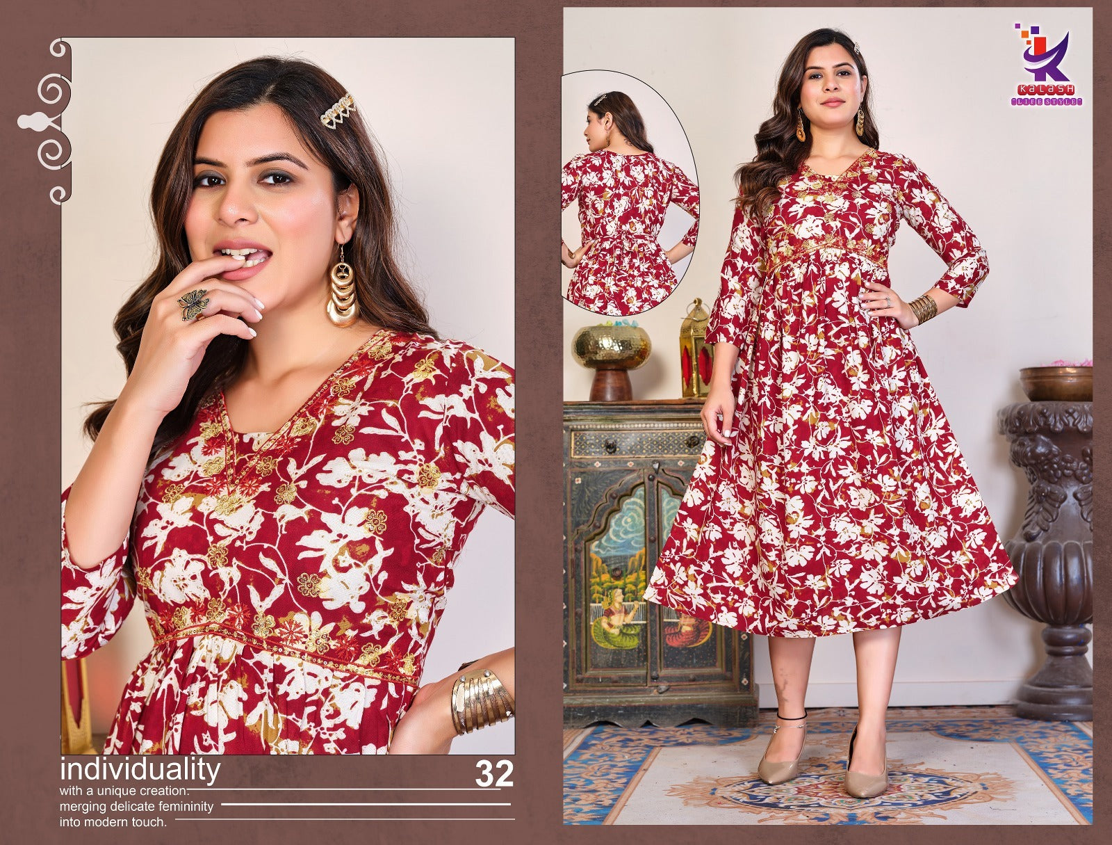 Femflair 2 Mlm Kalash Lifestyle Rayon Cotton Plus Size Kurtis Wholesale