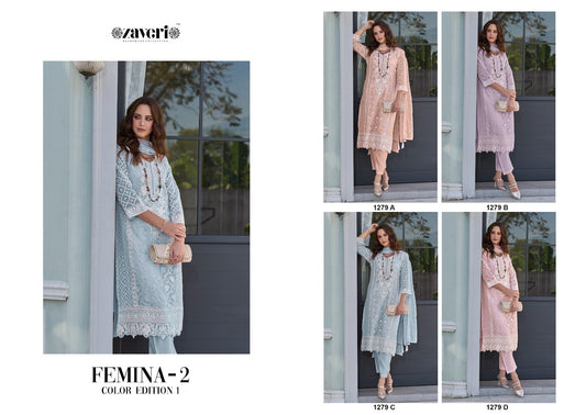 Femina 2 Color Edition 1279 Zaveri Organza Readymade Pant Style Suits Supplier Ahmedabad