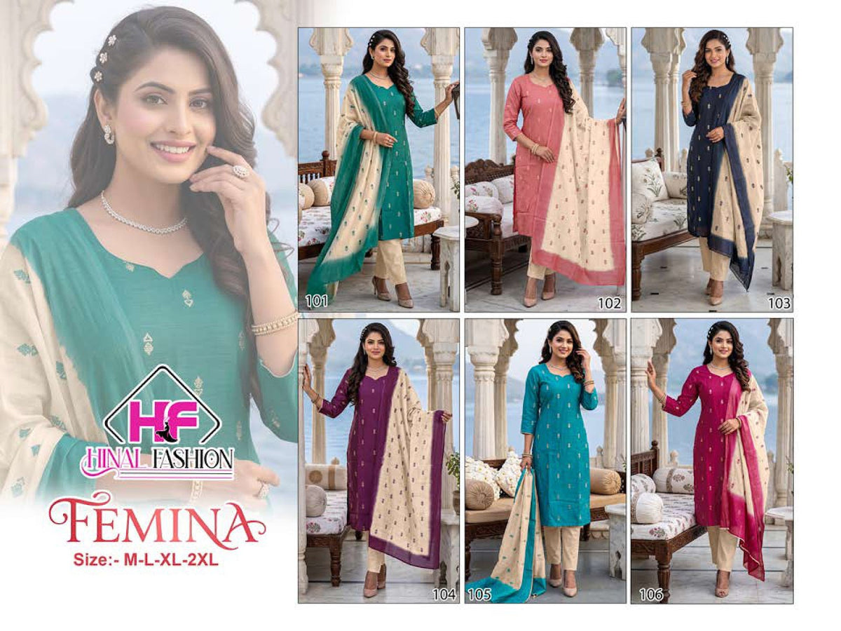 Femina Hinal Fashion Raw Silk Readymade Pant Style Suits Wholesale Rate