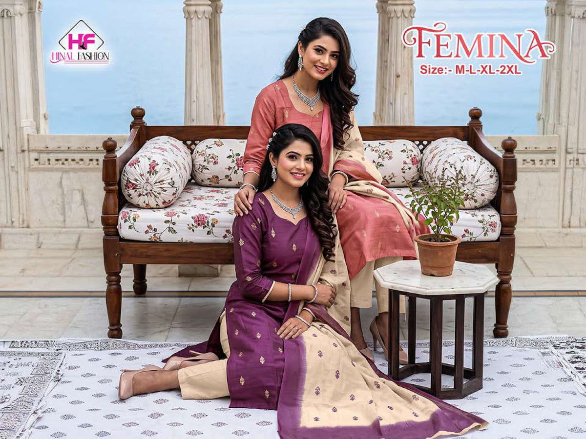 Femina Hinal Fashion Raw Silk Readymade Pant Style Suits Wholesale Rate