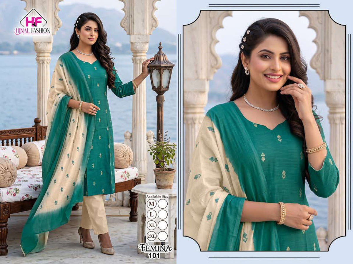 Femina Hinal Fashion Raw Silk Readymade Pant Style Suits Wholesale Rate