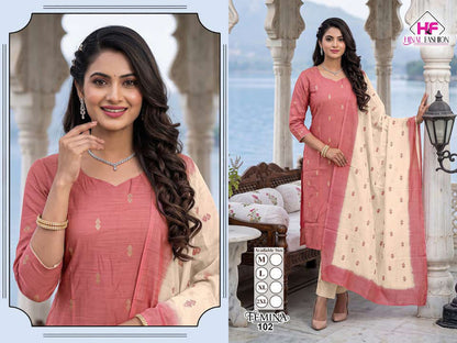 Femina Hinal Fashion Raw Silk Readymade Pant Style Suits Wholesale Rate