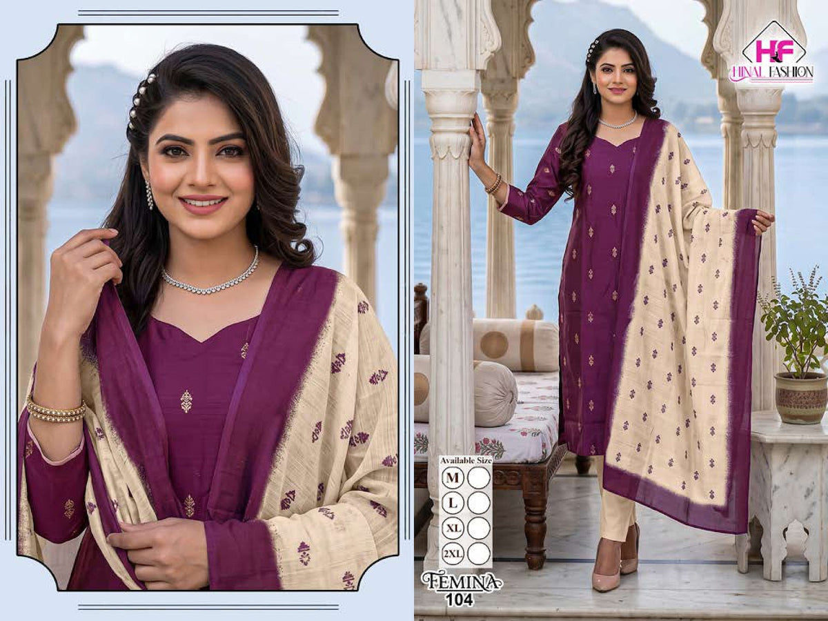 Femina Hinal Fashion Raw Silk Readymade Pant Style Suits Wholesale Rate