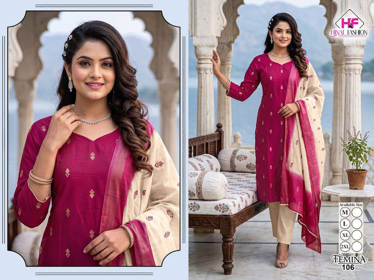 Femina Hinal Fashion Raw Silk Readymade Pant Style Suits Wholesale Rate