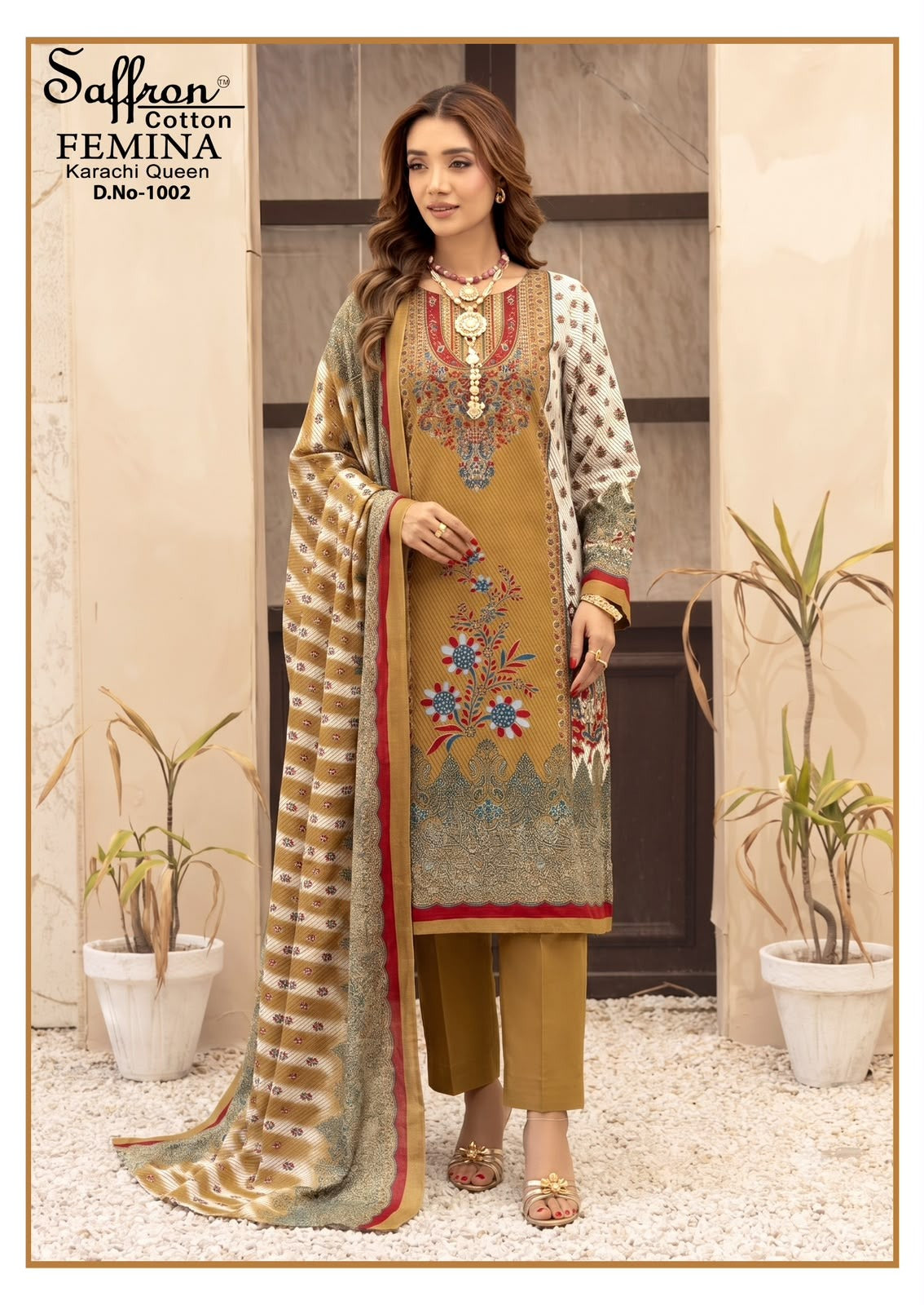 Femina Queen Vol 1 Saffron Cotton Indo Cotton Karachi Salwar Suits Wholesale Price