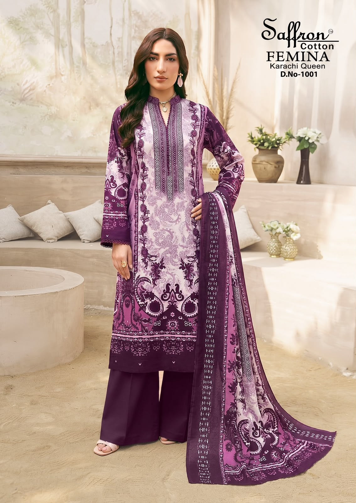 Femina Queen Vol 1 Saffron Cotton Indo Cotton Karachi Salwar Suits Wholesale Price