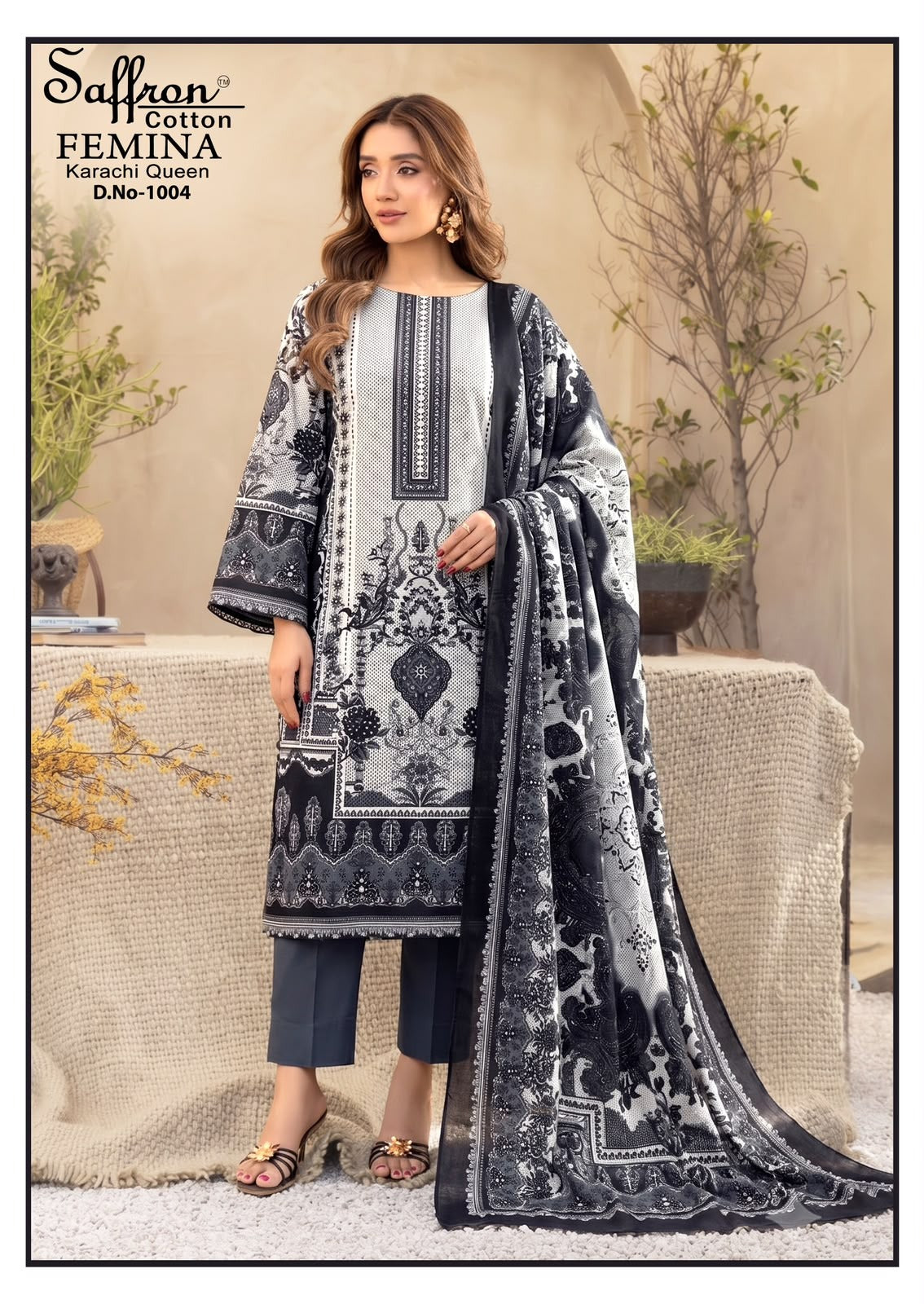Femina Queen Vol 1 Saffron Cotton Indo Cotton Karachi Salwar Suits Wholesale Price