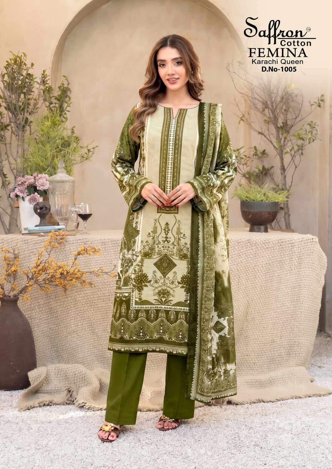 Femina Queen Vol 1 Saffron Cotton Indo Cotton Karachi Salwar Suits Wholesale Price