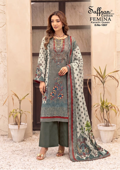 Femina Queen Vol 1 Saffron Cotton Indo Cotton Karachi Salwar Suits Wholesale Price