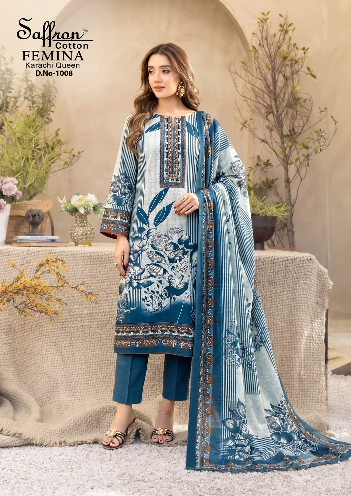 Femina Queen Vol 1 Saffron Cotton Indo Cotton Karachi Salwar Suits Wholesale Price