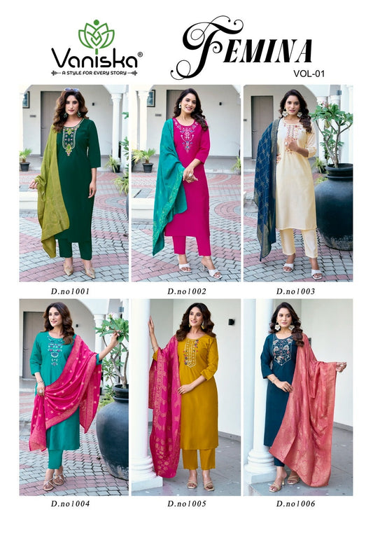 Femina Vol 1 Vaniska Gadwal Silk Readymade Pant Style Suits Manufacturer Gujarat