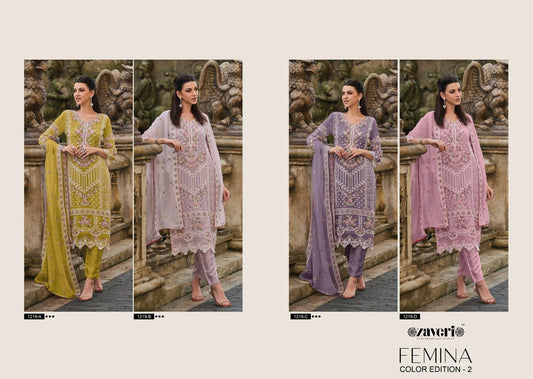 Femina Vol 2 Color Edition Zaveri Soft Organza Readymade Pant Style Suits Manufacturer