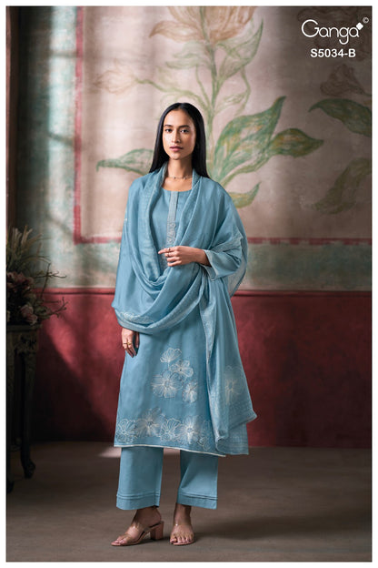 Fenyra S5034 Ganga Cotton Satin Pant Style Suits Manufacturer Ahmedabad