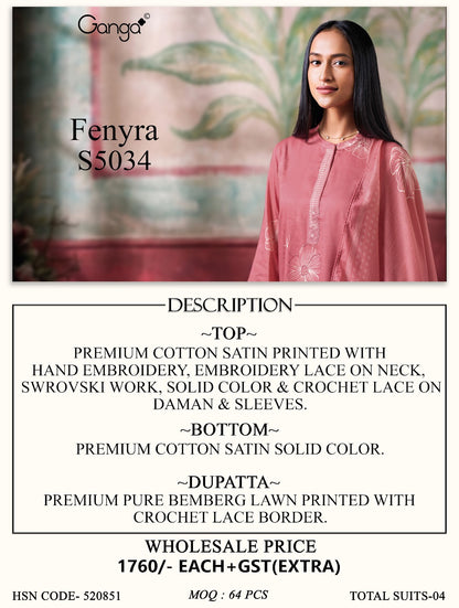 Fenyra S5034 Ganga Cotton Satin Pant Style Suits Manufacturer Ahmedabad